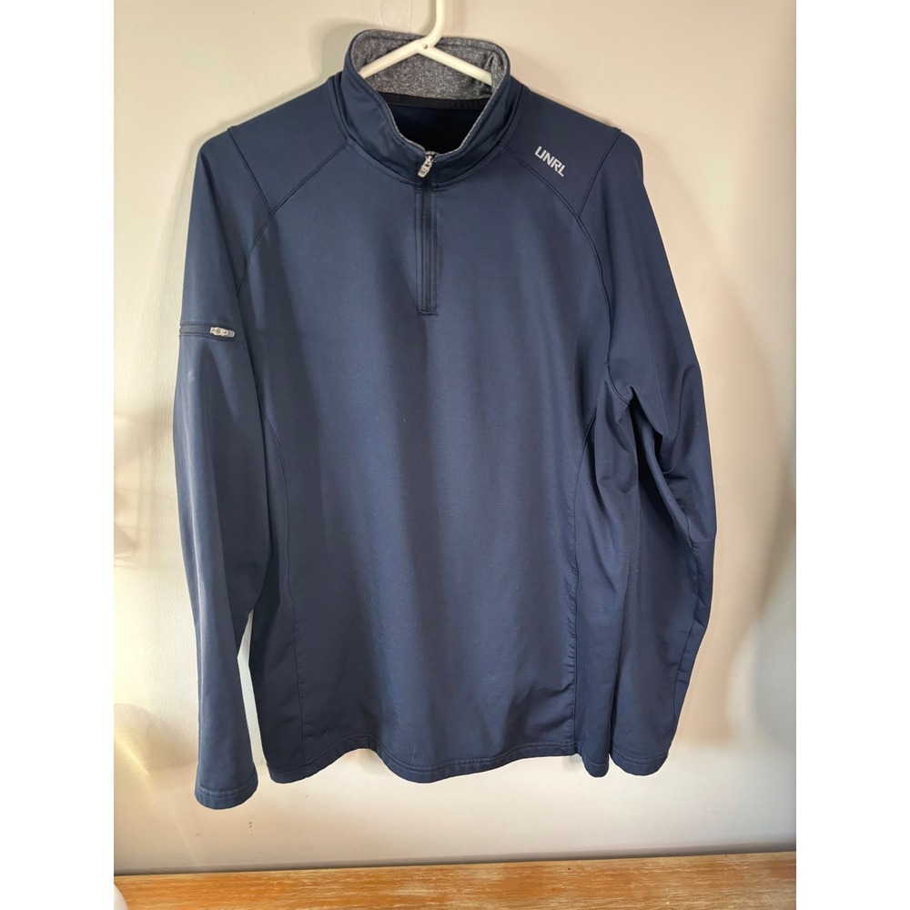 UNRL Pepsi Logo 1/4 Zip Pullover Sweatshirt‎ Mens Navy Blue Athletic